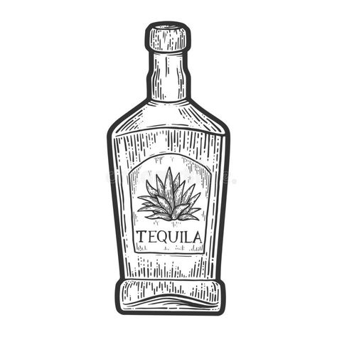 Tequila Drawing, Tequila Quotes Funny, Alcohol Sketch, Bottle Sketch, Atrapasueños Tattoo, Party Drawing, Tequila Mexico, Bottle Alcohol, Small Shoulder Tattoos