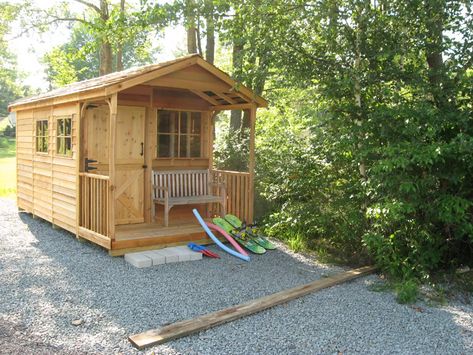 Backyard Clubhouse, Outdoor Clubhouse, Clubhouse Ideas, She Shed Plans, Kids Clubhouse, Backyard Kids, Shed With Porch, Shed House Plans, Tree House Plans