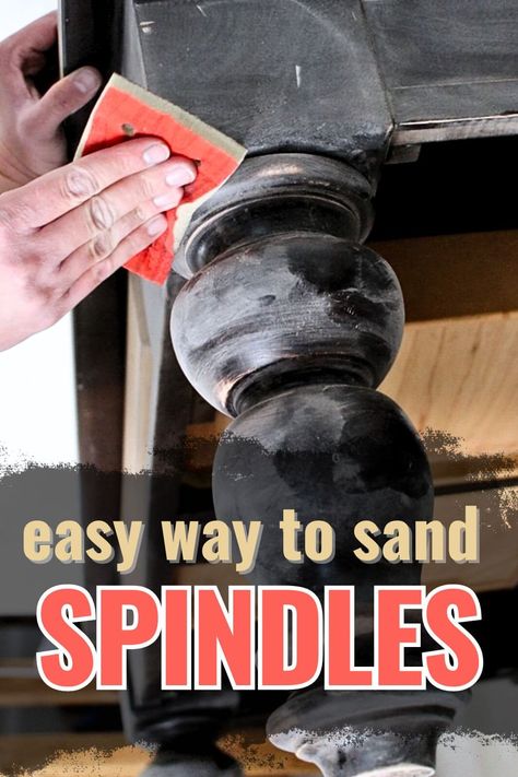 Easy Way to Sand Spindles Stripping Wood Furniture, Best Paint For Wood, Sanding Furniture, Best Paint Sprayer, Stair Spindles, Laminate Furniture, Furniture Flipping, Sanding Tools, Piano Stool