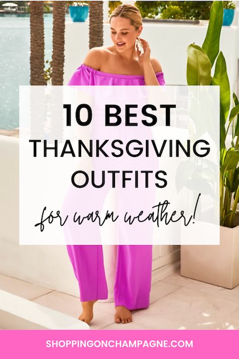 Look good even when it's hot outside this Thanksgiving! Here are 10 light, airy, and colorful Thanksgiving outfit ideas for women including dresses, rompers, shorts, jeans, and jumpsuits. Hot Thanksgiving Outfit, Hot Weather Thanksgiving Outfit, Beach Thanksgiving Outfit, Thanksgiving Outfits For Hot Weather, Thanksgiving Outfits Women Warm Weather, Thanksgiving Outfit For Warm Weather, Thanksgiving Outfit Hot Weather, How To Style Romper Outfit Ideas, Warm Weather Thanksgiving Outfit