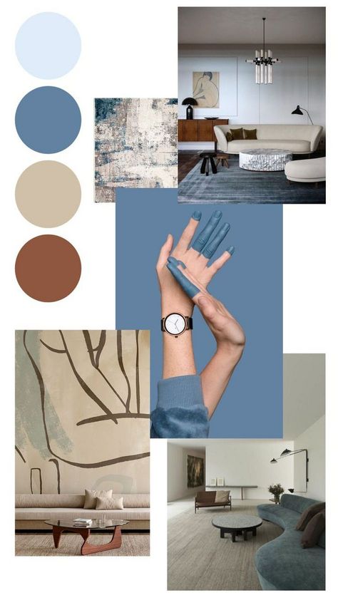 Living Room Blue, Materials Board Interior Design, Visuell Identitet, Mood Board Interior, Color Tips, Pantone Colour Palettes, Bedroom Decor For Couples, House Color Palettes, Room Blue