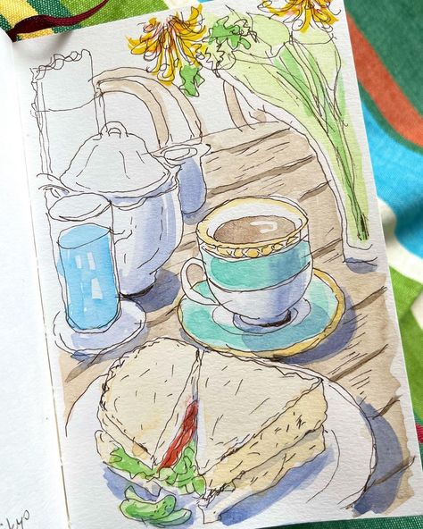 Book Cafe Drawing, Cafe Drawing Aesthetic, Cafe Paintings Art, Cute Cafe Drawing, Elegant Sketches, Cafe Drawings, Cafe Sketches, Drawing Cafe, Cafe Watercolor