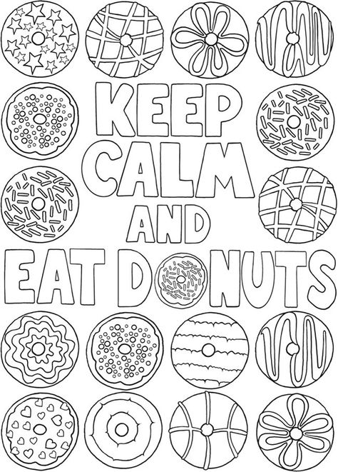 Donuts Coloring Pages, Donut Coloring Page, Donut Birthday Parties, Donut Birthday, Quote Coloring Pages, Dover Publications, Color Quotes, Easy Coloring Pages, Page Ideas