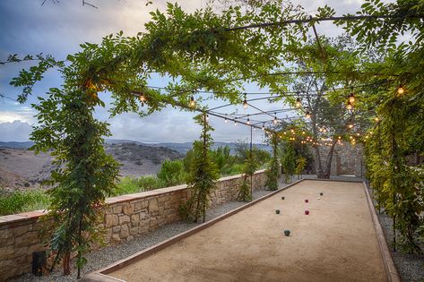 Bocce Court Backyard, Steel Arbor, Bocce Ball Court, Bocce Court, Outdoor Renovation, Bocce Ball, Outdoor Gardens Design, Garden Yard Ideas, Landscaping Ideas