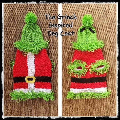 Dog Christmas Sweater Knit Pattern, Max The Grinch Dog, Max The Grinch, The Grinch Dog, Pet Crochet, Crochet Dog Clothes, Dog Sweater Crochet Pattern, Pet Things, Dog Sweater Pattern