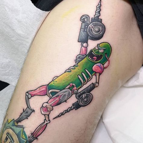 Rick And North Tattoo, Pickle Rick Tattoo, Rick Tattoo, Savage Tattoo, Convention Tattoo, Rick And Morty Tattoo, Music Tattoo Sleeves, 90s Tattoos, Pickle Rick