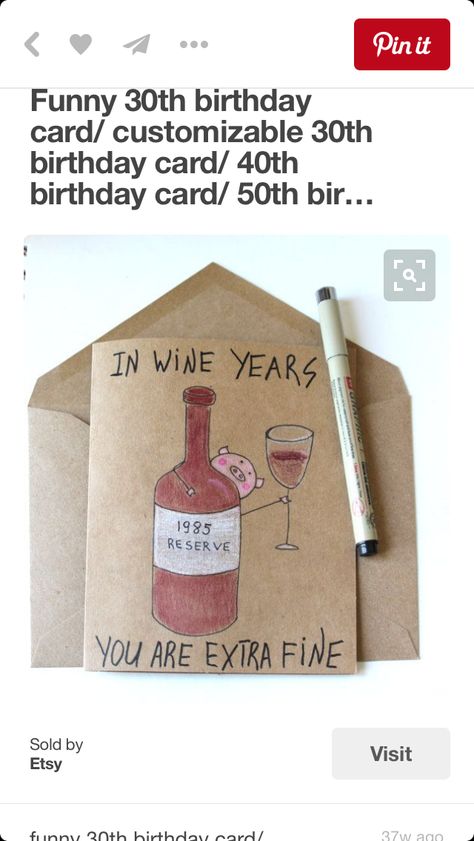 Birthday Surprises For Her, Wine Birthday Cards, Funny 30th Birthday Cards, Wine Birthday, 30th Birthday Funny, 30th Birthday Cards, Birthday Card For Her, 40th Birthday Cards, 50th Birthday Cards