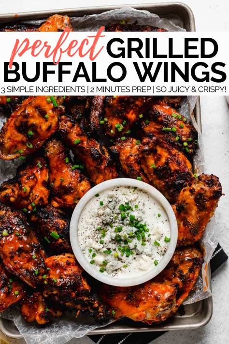 Best Grilled Chicken Wings, Grilled Hot Wings, Grilled Buffalo Wings, Beer Brine, Wings Recipe Grilled, Crispy Grilled Chicken, How To Grill Chicken, Grilled Chicken Wings Recipe, Buffalo Chicken Wings Recipe