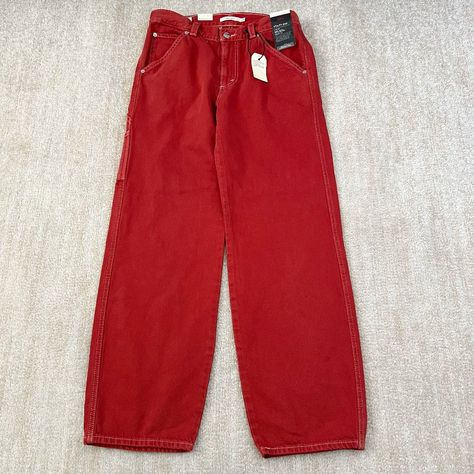 Reposhing This Item I Purchased From @Modeloffdutyny. Loved It, But Ready To Rotate For Something New. Questions? Leave A Comment Below! Red Pants Men, Utility Jeans, Ideal Wardrobe, Nike Air Max Tn, Cropped Flare Jeans, High Waisted Mom Jeans, Loose Fit Jeans, Red Pants, Button Fly Jeans