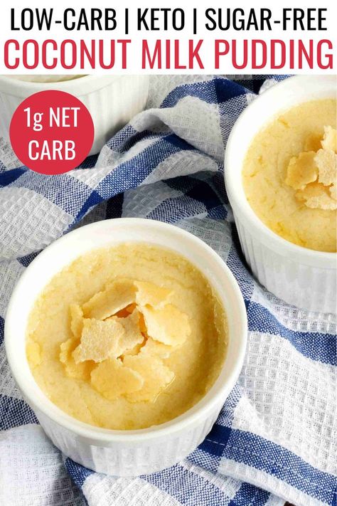 This keto coconut pudding low carb recipe is a delicious and easy keto dessert. #ketodesserts #ketodessertrecipes #lowcarbyum Coconut Milk Pudding, Easy Keto Dessert, Keto Pudding, Milk Dessert, Coconut Pudding, Low Carb Recipe, Coconut Milk Recipes, Keto Friendly Desserts, Keto Dessert Easy