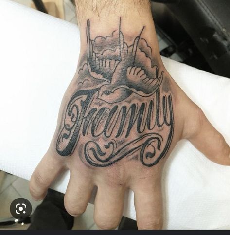 Family Tattoos Designs, Family Hand Tattoos For Men, Initial Tattoos Men, Men’s First Tattoo Idea, Right Hand Tattoo Men, Memorial Hand Tattoos, Family Hand Tattoo, Only The Family Tattoo, Mens Family Tattoos