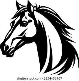 Pferd | Schwarz-Weiß-Vektorgrafik Horse Silhouette, White Horse, Horse Head, S N, Illustration Design, Vector Images, Coloring Pages, Horses, Paint