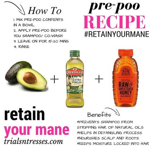 Pre Poo Natural Hair Recipes, Pre Poo Recipe, Relaxed Hair Health, Pre Poo Natural Hair, Natural Hair Recipes, Low Porosity Natural Hair, Grow Long Healthy Hair, Hair Recipes, Mane Hair