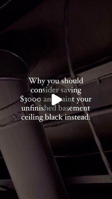 Amanda Stein on Instagram: "Y’all thought I was crazy when I said I wanted to paint the ceiling, walls, trim and doors Tricorn black 🤣 I know, I know, I hate being wrong too 🤣🖤💀  . Do I regret this decision? Absolutely NOT. This hack saved us almost $3000 and made our only 8 foot ceilings seem higher because we didn’t box them in with drywall.  . Would you do this in your basement? Let me know below and share with someone who needs to do this! . Would you like the links to anything shown here? When your following me @littlehouseonalittleland, when you comment BASEMENT below and it will send you a DM with links to everything shown here 🫶🏻😘 . #basementrenovation #basementbar #basementdesign" All Black Basement Ideas, Basement With Black Ceiling, Black Ceiling Basement, Black Basement Ceiling, 8 Foot Ceilings, Paint The Ceiling, Trim And Doors, Tricorn Black, Basement Ceiling