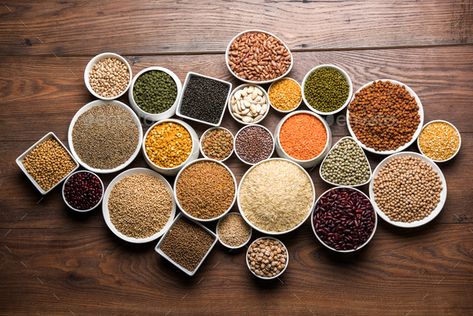 Pulses & Dals by stockimagefactory. Uncooked Indian pulses, Dals, grains and seeds in White bowls over wooden background #Sponsored #stockimagefactory, #Uncooked, #Indian, #Pulses Pulses Images, Indian Pulses, Indian Meals, Grain Store, Beats Wallpaper, Nut Snacks, Food Plan, Cooked Rice, Navy Wallpaper