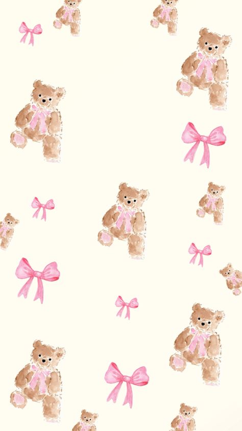 Beige Coquette Wallpaper, Paper Homescreen, Bear Aesthetic Wallpaper, Beige Coquette, Bear Aesthetic, Coquette Wallpaper, Romantic Background, Cover Wallpaper, Wallpaper Doodle