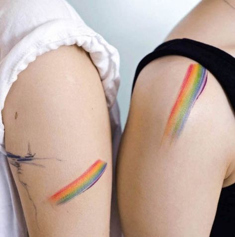 Lgbt Tattoo, Ufo Tattoo, Gay Tattoo, Pride Tattoo, Brush Tattoo, Waist Tattoos, Rainbow Tattoos, Tattoos Mandala, Unalome Tattoo