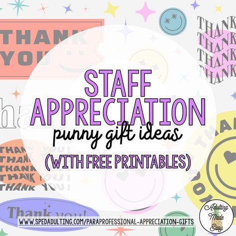 Staff Appreciation Pun Gifts with FREE PRINTABLES - Adulting Made Easy LLC New Year Staff Gifts, Funny Principal Gifts, Testing Survival Kit For Teachers, New Year Staff Appreciation Ideas, New Year Staff Appreciation, Small Appreciation Gifts For Employees, February Staff Morale Boosters, January Staff Appreciation Ideas, Teacher Treats Staff Appreciation