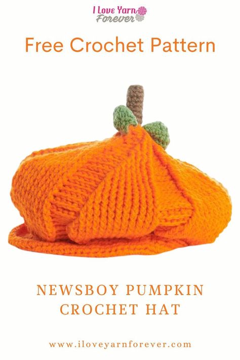 Embrace fall with the Newsboy Pumpkin Crochet Hat, free crochet pattern. Made with Red Heart Super Saver yarn & boasting a stylish peak, it's the perfect blend of snug & trendy. Easy-level & adult-sized! Pumpkin Beret Crochet, Pumpkin Crochet Hat, Fall Crochet Hats, Pumpkin Beret, Crochet Pumpkin Patterns, Pumpkin Hat Pattern, Baby Pumpkin Hat, Pumpkin Beanie, Crochet Pumpkin Hat