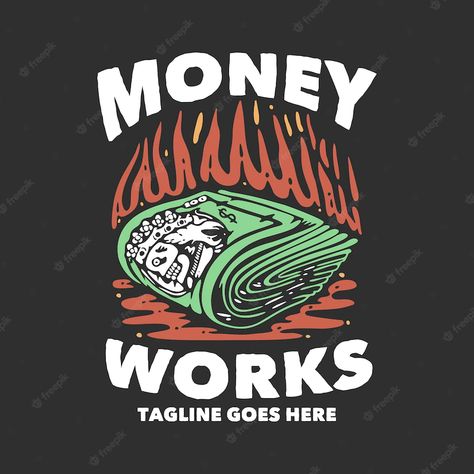 Money T Shirt Designs, Logo Money Design, Money Tshirt Design, Money Logo Design Ideas, Money Illustration Art, Roll Of Money, Money Tshirt, Badge Illustration, Money Illustration