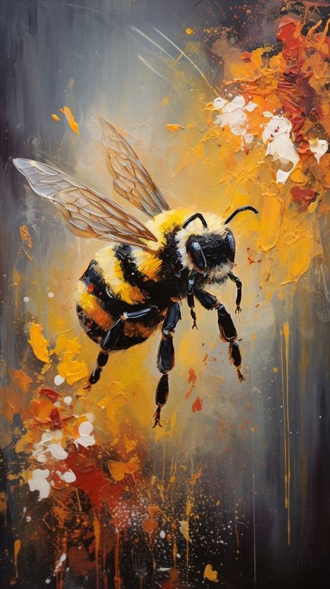 Bee Painting, Inspiration Painting, Unusual Art, Art Gallery Wallpaper, Insect Art, Bee Art, Silver Feather, Diy Canvas Art Painting, Art Painting Acrylic