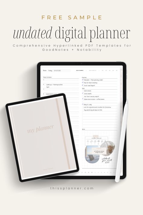 free popular undated digital planner sample | goodNotes planner for iPad planning freebie | digital Undated Weekly Planner Free Printable, Goodnotes To Do List Template, Good Notes Templates Free Planner Aesthetic, Free 2023 Printable Planner, Daily Digital Planner Template, 2023 Planner Template Free, Ipad Planner Template Free 2023, Goodnotes Planner Template Free 2023, Undated Planner Printables Free