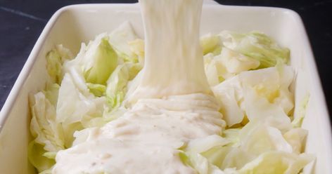 Save this creamy cabbage idea for your upcoming cookout Baked Cabbage Casserole, Baked Cabbage Recipes, Scalloped Cabbage, Cheesy Cabbage, Cabbage Casserole Recipe, Creamy Cabbage, Creamed Cabbage, Cabbage Casserole Recipes, Baked Cabbage