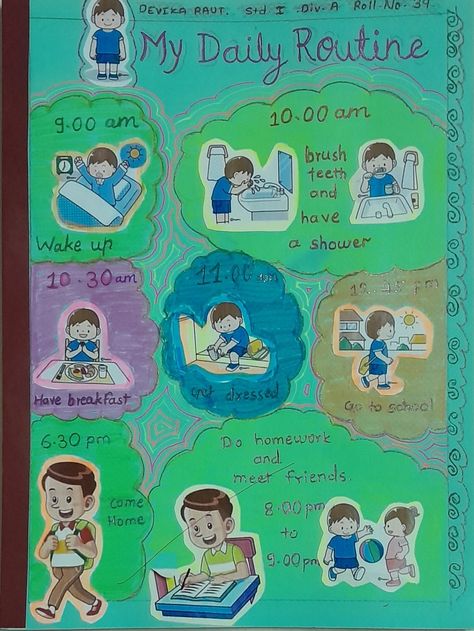 Healthy Habits For Kids, Ideas Aniversario, Daily Routine Activities, Daily Routine Chart, Daily Routine Schedule, Habits To Start, Teaching Esl, School Kids Crafts, Creative School Project Ideas