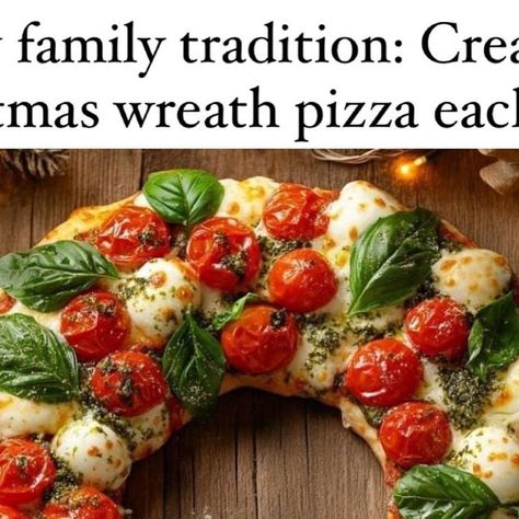 Moms Love Hacks on Instagram: "Create a Christmas wreath pizza to kick off the holiday season 🎄  Ingredients: - 1 pizza dough (store-bought or homemade) - 1 cup pizza sauce - 2 cups shredded mozzarella cheese - 1 cup fresh mozzarella balls (bocconcini), halved - 1 cup cherry tomatoes, halved - Fresh basil leaves for garnish - Olive oil for drizzling - Italian seasoning (optional) - Salt and pepper to taste  Directions: 1. Preheat your oven to 475°F (245°C). If using a pizza stone, place it in the oven to heat up. 2. Roll out the pizza dough on a floured surface to form a large circle. Transfer to a parchment-lined baking sheet or a pizza peel if using a stone. 3. Spread pizza sauce evenly over the dough, leaving a small border for the crust. 4. Sprinkle shredded mozzarella cheese over the Tomato Mozzarella Wreath, Wreath Pizza, Christmas Chow, Yuletide Traditions, Pizza Instagram, Bread Wreath, Christmas Vacation Party, Mozzarella Balls, Tomato Bread