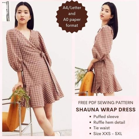 Shauna wrap dress pdf sewing pattern – Tiana's Closet Paper To Print, Tunic Dress Patterns, Wrap Dress Sewing Patterns, Dress Sewing Patterns Free, Wrap Dress Pattern, Save The Earth, Free Pdf Sewing Patterns, Womens Sewing Patterns, Hp Laptop