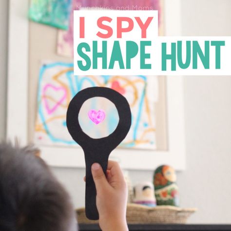 Shape Hunt, Spy Glasses, Glass Crafts Diy, Shape Activities Preschool, School Kids Crafts, I Spy Games, Magnifying Glasses, Shape Games, Shapes Activities