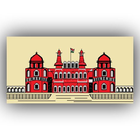 Red Fort situated in India Red Fort Drawing Easy, Red Fort Drawing, Fort Drawing, Practice Sketching, Flag Drawing, Red Fort, India Flag, Notice Board, Drawing Easy