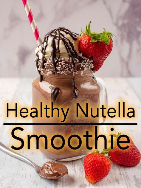 There is just something about starting your day off with chocolate that makes the rest of the day better. You can do that and keep it healthy with this Healthy Nutella Smoothie. It includes the recipe for our homemade healthier Nutella too.  #nutella #hea Nutella Smoothie, Healthy Nutella, Smoothie Breakfast, Low Carb Cheesecake, Chocolate Smoothie, Healthy Smoothie, Low Carb Breakfast, Banana Smoothie, Fruit Smoothies