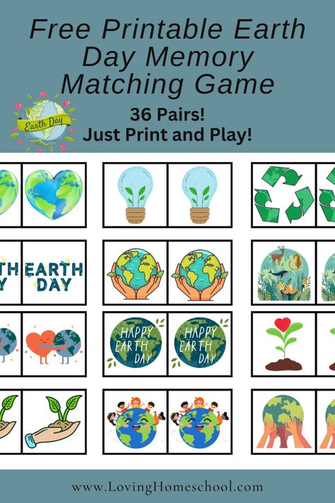 Match Earth saving pictures with this Free Printable Earth Day Memory Matching Game! Perfect for elementary, preschool and even toddler ages! 36 pairs! Recycle Preschool, Earth Day Pictures, Earth Day Games, Earth Games, Saving Pictures, Earth Activities, Toddler Lessons, Lesson Plans For Toddlers, Memory Match Game