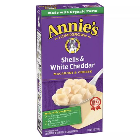 Cheese Shells, Annie Mac, Annies Homegrown, Cheddar Mac And Cheese, Cheese Brands, Organic Pasta, Cookie Dough Bites, White Cheddar Cheese, Rotisserie Chicken Recipes