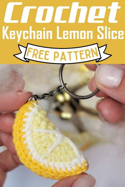 Crochet Lime Slice, Crochet Lemon Slice Free Pattern, Lemon Crochet Keychain, Small Quick Crochet Gifts, 15 Minute Crochet Projects, Crochet Lemon Pattern Free, Crochet Lemons, Crochet Lemon Slice, Vender Booth