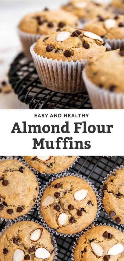 These Almond Flour Chocolate Chip Muffins are super moist, tender and speckled with mini chocolate chips. Ready in 25 minutes from start-to-finish, enjoy as a healthy treat or meal prep breakfast. Gluten-free and paleo friendly! #almondflourmuffins #muffinrecipes Almond Flour Chocolate Chip Muffins, Gluten Free Chocolate Chip Muffins, Almond Flour Chocolate Chip, Almond Flour Muffins, Flours Banana Bread, Chocolate Chip Muffin Recipe, Easy Clean Eating Recipes, Prep Breakfast, Almond Flour Recipes