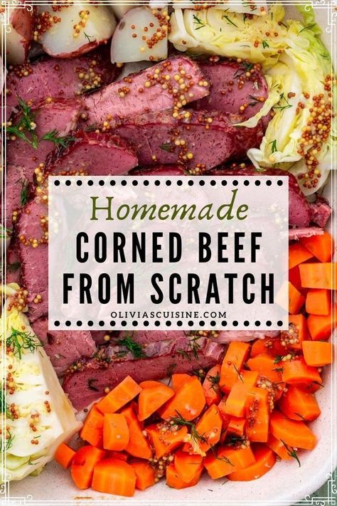 Have you wanted to make corned beef from home for St. Patrick's Day but found it daunting? Worry no more! This easy corned beef recipe is all you need for the big day. Curing your own corned beef is very easy and will give you better flavors than store bought. Just make sure to allow the beef to brine for at least 7 days for best results! Corned Beef From Scratch, Easy Corned Beef And Cabbage, Easy Corned Beef, Corned Beef And Cabbage Recipe, Baked Corned Beef, Beef And Cabbage Recipe, Homemade Corned Beef, Boiled Dinner, Chef Billy Parisi