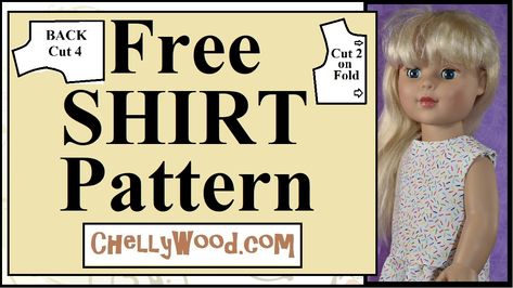 Free 18" doll shirt DIY tutorial and free patterns @ ChellyWood.com #SewingBlogger Thursday #Handmade #Toys Confetti Outfit, Blouse Pattern Free, Free Doll Clothes Patterns, Free Printable Sewing Patterns, Shirt Tutorial, American Girl Patterns, Doll Clothes Patterns Free, Printable Sewing Patterns, American Girl Doll Clothes Patterns