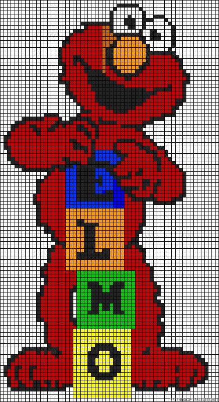 Elmo Sesame Street perler bead pattern Perler Beads Ideas, Trendy Knitting, Stitch Character, Disney Cross Stitch Patterns, Fair Isles, Cross Stitch For Kids, Beads Ideas, Pixel Crochet, Stitch Cartoon