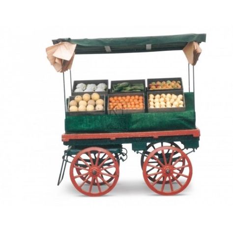 200 plus vat for one week - includes tiers and grass matting - 4-wheel market stall with large wheels Circular Kitchen, Fruit And Veg Market, Old Fashioned Sweets, Wooden Wedding Arches, Fruit Stall, Food Trolley, Render People, Wooden Cart, Dolls House Shop