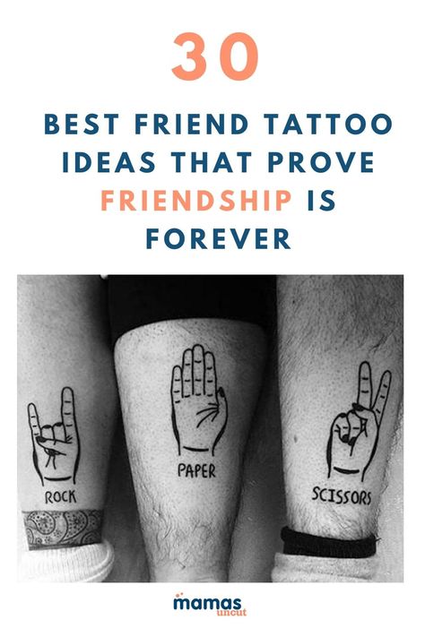 30 Best Friend Tattoo Ideas to Share with Your Bestie  Friendship tattoos are lasting symbols of your special bond. We found some exciting designs that you and your best friend should totally steal.  #Tattoos #BFFs #Friends Best Friend Tattoo 3 People, Sarcastic Best Friend Tattoos, 3 Friends Tatoos Ideas, Male Best Friend Tattoo Ideas, Tattoo Ideas For Group Of Friends, Friendship Tattoo Ideas For 3, Best Friend Trio Tattoos Small Unique, Tattoos For 3 Friends Matching, Group Tattoo Ideas Friends