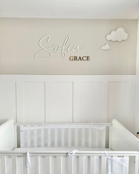 How MAGICAL does our Double Wall Name Sign look here above Sofia Grace’s crib ✨ Customer pics are the best! 🫶🏽 SHOP NOW via the link in our bio ⬆️ #doublenamesign #jointnamesign #firstandmiddlename #nameplate #nameplates #nameplatesforhome #nameplaque #namesign #wallnamesign #customnamesign #customwallname #customwallnamesign #personalisedwallart #personalisedwallnamesign #woodennurserydecor #woodendecor #nursery #nurserydecor #nurserydesign #nurseryinspo #nurserydecorideas #neutralnurser... Baby Name Wall Decor, Name Above Crib, Sofia Grace, Wall Name Sign, Name Plates For Home, Name Wall Decor, Nursery Inspo, Name Plaques, Personalized Wall Art