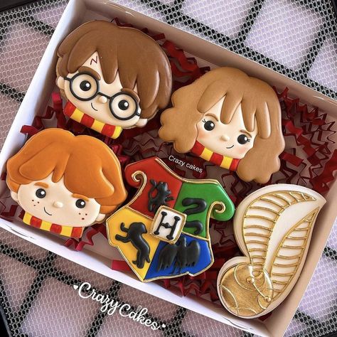 Harry Potter Iced Cookies, Harry Potter Decorated Cookies, Harry Potter Cookies Decorated, Harry Potter Sugar Cookies, Harry Potter Cookie, Harry Potter Cookies, Harry Potter Treats, Harry Potter Desserts, Gateau Harry Potter