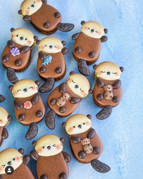 Otter Birthday, Kawaii Cookies, Dark Chocolate Ganache, Creative Baby Shower, Beach Cakes, Sea Otters, Girl Birthday Themes, Small Desserts, Diy Baking