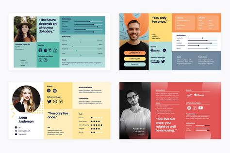 Buyer Persona Slides by Slidesmash on @creativemarket Customer Persona Design, User Persona Design, Persona Ux, Branding Theme, Buyer Persona Template, Persona Examples, Persona Template, Persona Design, Best Slides