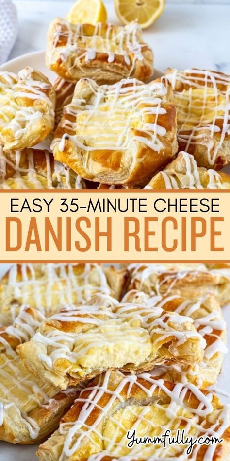 Anyone can make this foolproof Cheese Danish recipe! Using frozen puff pastry makes it so easy, it practically makes itself. The luscious sweet cream cheese center is to die for and only takes 5 minutes to make. Flaky, sweet, creamy Cheese Danish in just about 35 minutes! Easy Cream Cheese Danish Recipe, Cream Cheese Puffs, Cream Cheese Danish Recipe, Cheese Danish Recipe, Pastries Recipes Dessert, Danish Recipe, Cream Cheese Danish, Cheese Puff Pastry, Easy Puff Pastry