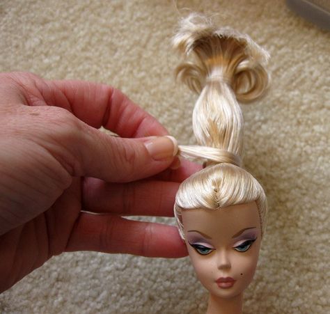 IMG_2946editedresized Barbie Bun, Doll Hair Repair, Fix Doll Hair, Updo Hair Tutorial, Barbie Doll Hairstyles, Barbie Hairstyles, Doll Hairstyles, Barbie Hairstyle, Accessoires Barbie