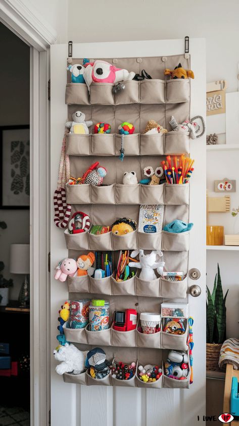 toy storage Storage For Stuffed Animals, Creative Wall Storage, Toy Storage Ideas, Small Playroom, Dollar Tree Organization, Toy Storage Solutions, Playroom Storage, Stuffed Animal Storage, Creative Wall