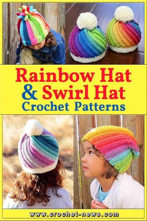 Crochet Swirl Hat, Crochet Swirl, Hat Crochet Patterns, Swirl Hat, Crochet Dog Hat, Crochet Patterns Ideas, Rainbow Hat, Crochet Hairband, Crochet Hat With Brim